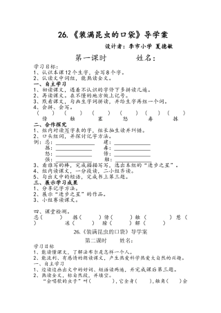 装满昆虫的口袋第一课时
