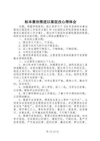 标本兼治推进以案促改心得体会
