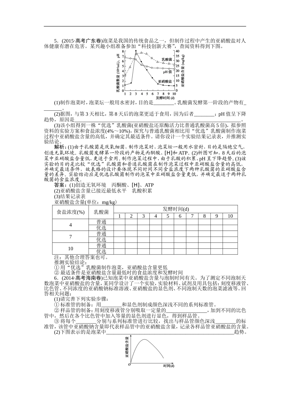 2017届-人教版-传统发酵技术应用单元测试_第3页
