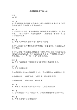 小学师德建设工作小结