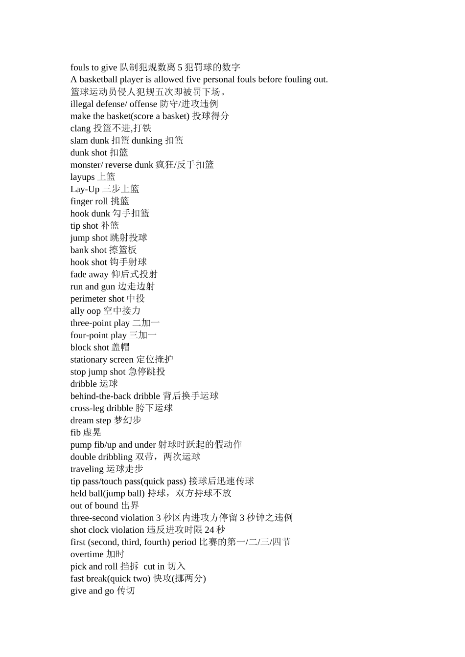 篮球赛常用英文专业术语_第2页