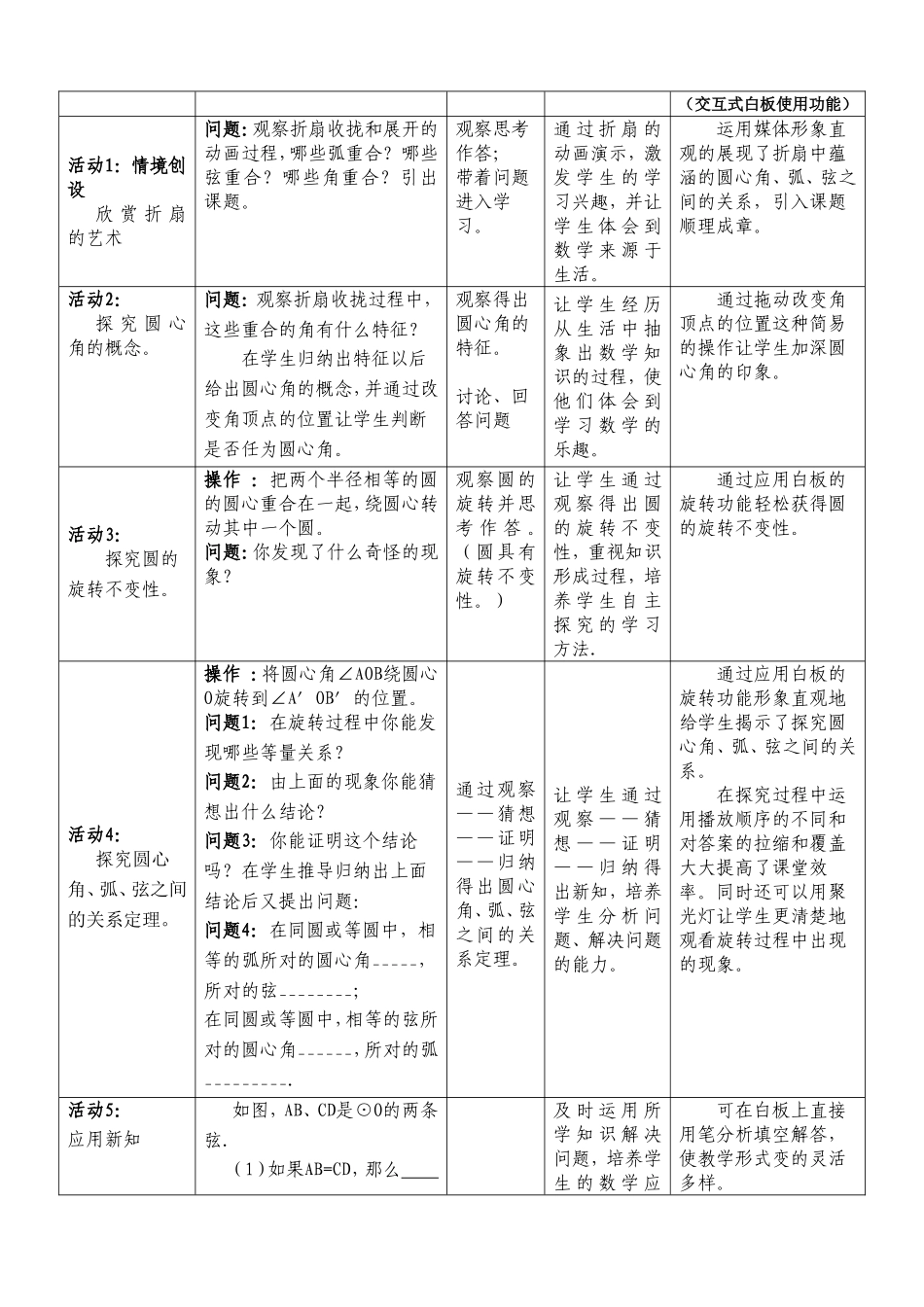 《弧、弦与圆心角》教学设计（王斌）_第2页
