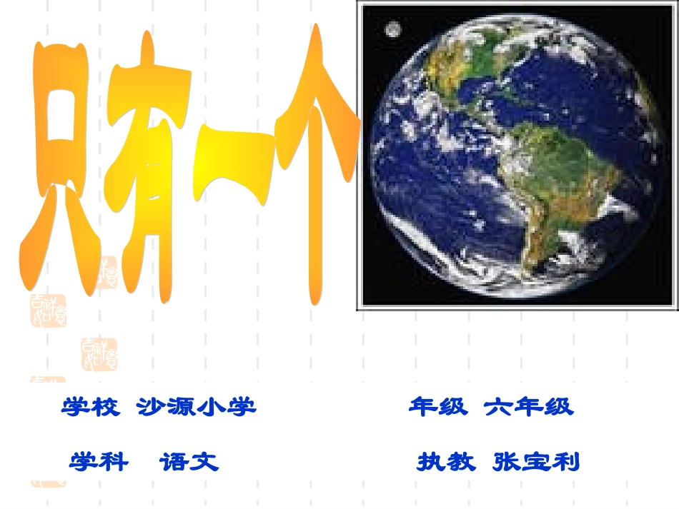只有一个地球---张宝利_第1页