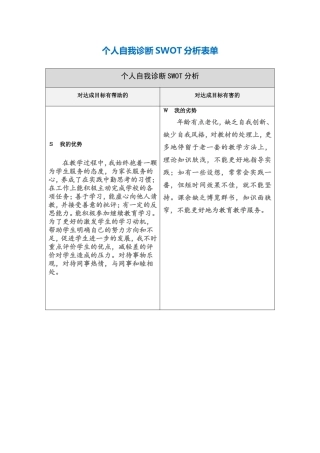 车淑清个人自我诊断SWOT分析表[1]