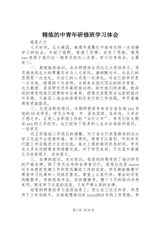 精炼的中青年研修班学习体会