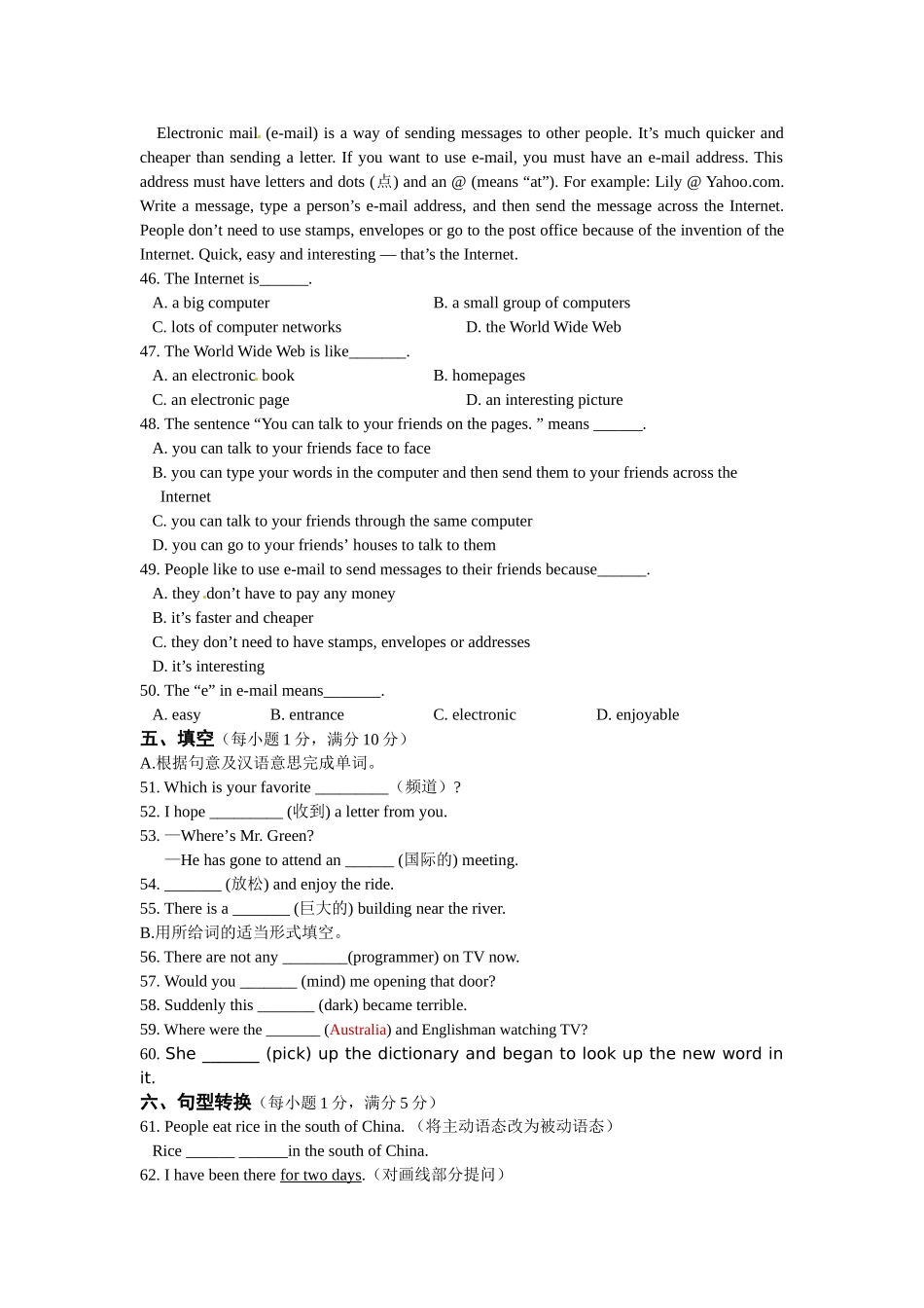 Unit3Onlinetours检测题_第2页