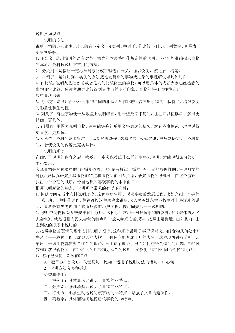 说明文知识点归纳王艳艳_第1页