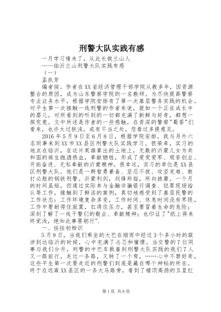 刑警大队实践有感