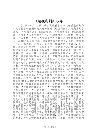 《巡视利剑》心得