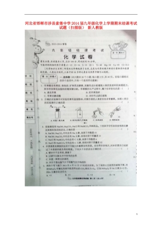 河北省邯郸市涉县索堡中学2014届九年级化学上学期期末结课考试试题