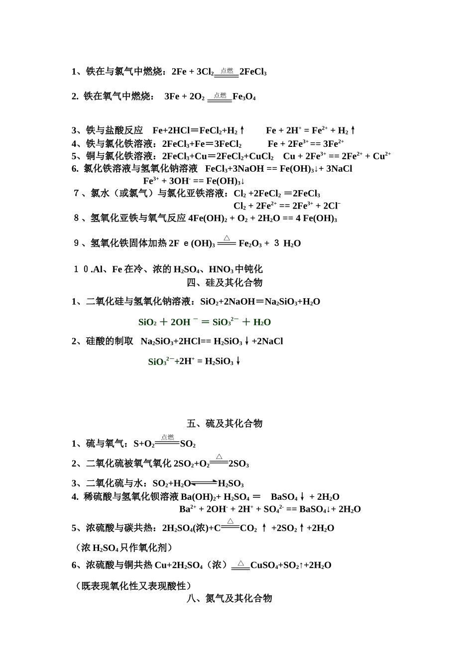 必修一重要化学方程式及离子方程式_第2页