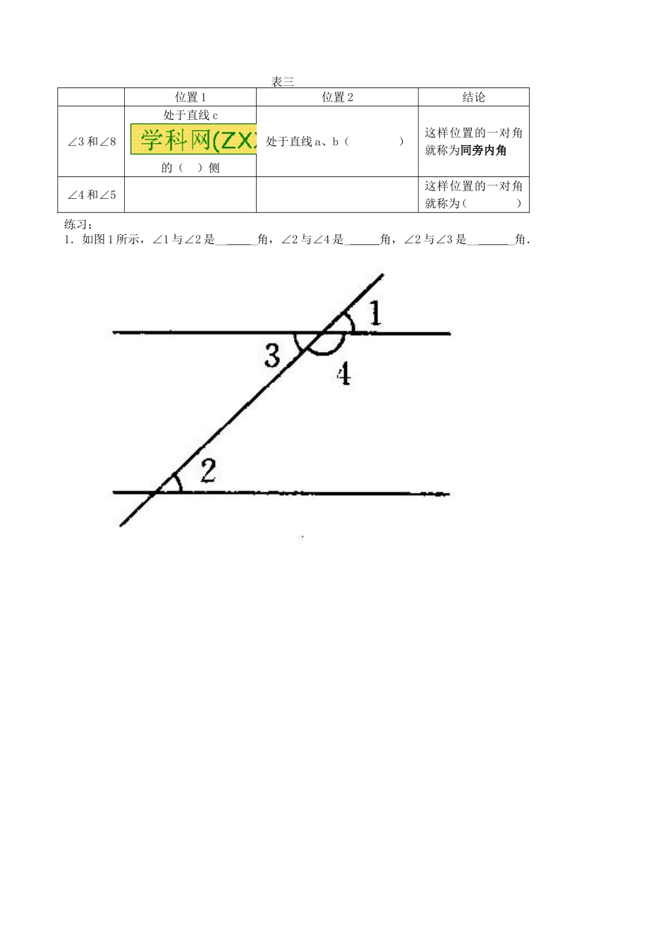 同位角-内错角-同旁内角.1.3-同位角、内错角、同旁内角-教案教案_第2页