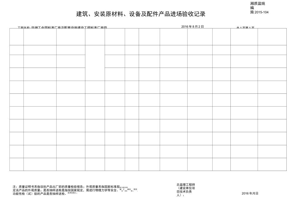 建筑、安装原材料、设备及配件产品进场验收记录_第3页