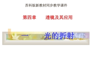 [名校联盟]江苏省扬中市外国语中学八年级物理上册第四章第4节《光的折射》课件
