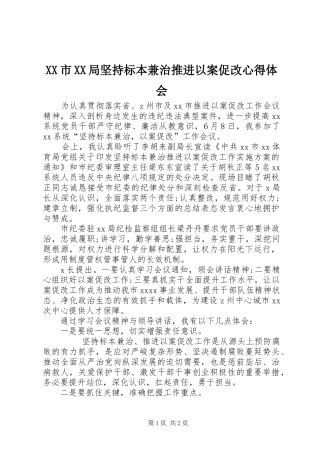 XX市XX局坚持标本兼治推进以案促改心得体会