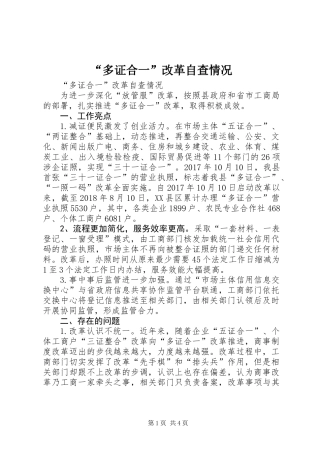 “多证合一”改革自查情况