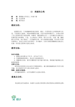 美丽的公鸡教案