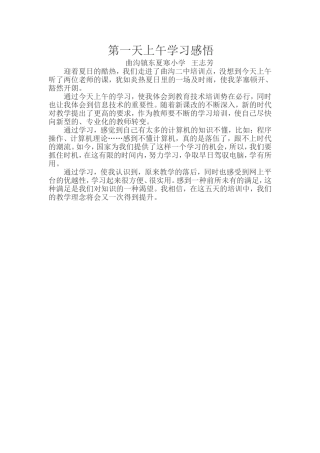 王志芳第一天上午学习感悟