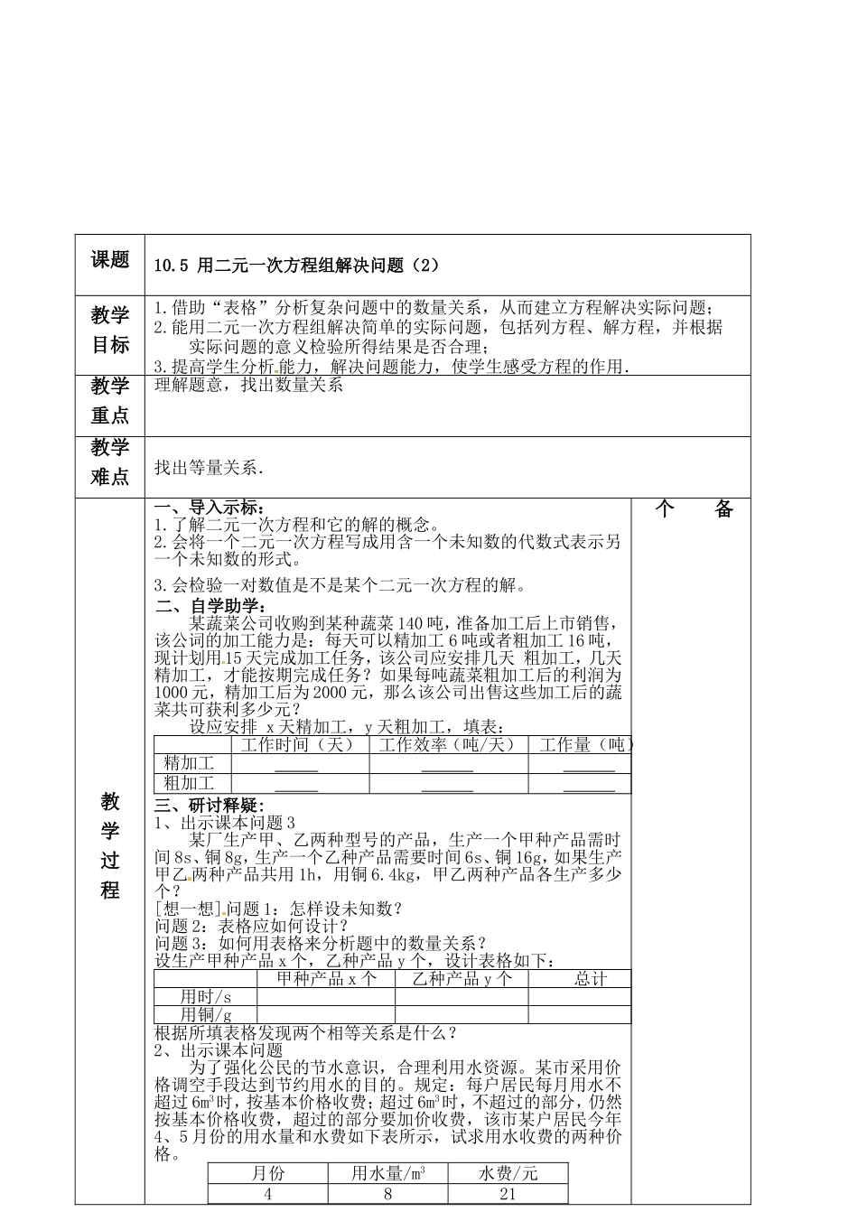 10.5用二元一次方程组解决问题(2)_第2页