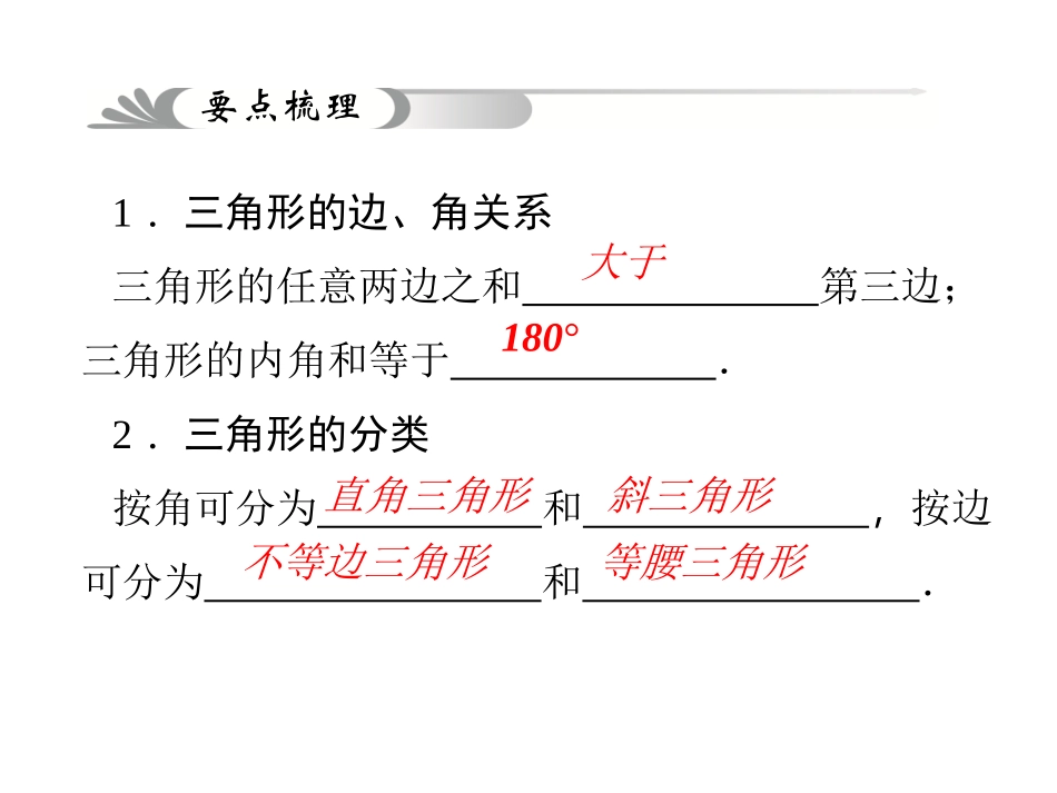 【聚焦中考】2015中考数学（陕西省）总复习课件：第20讲　三角形与全等三角形_第3页