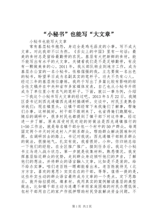 “小秘书”也能写“大文章”