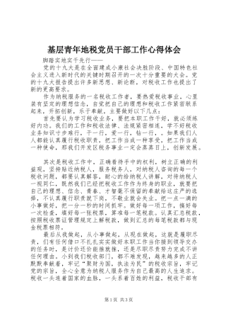 基层青年地税党员干部工作心得体会