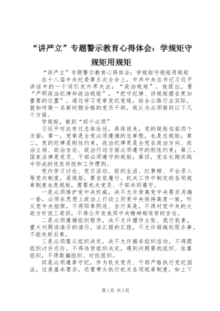 “讲严立”专题警示教育心得体会：学规矩守规矩用规矩 (2)