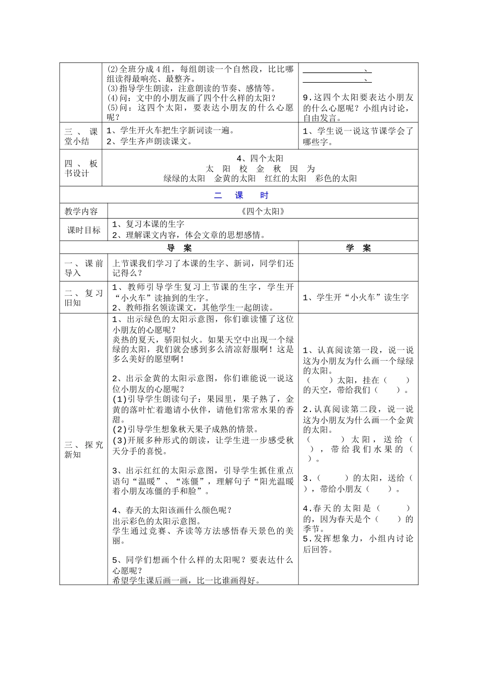 (部编)人教语文2011课标版一年级下册4-四个太阳_第2页