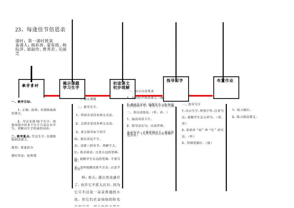 《每逢佳节倍思亲》第一课时教案_第1页