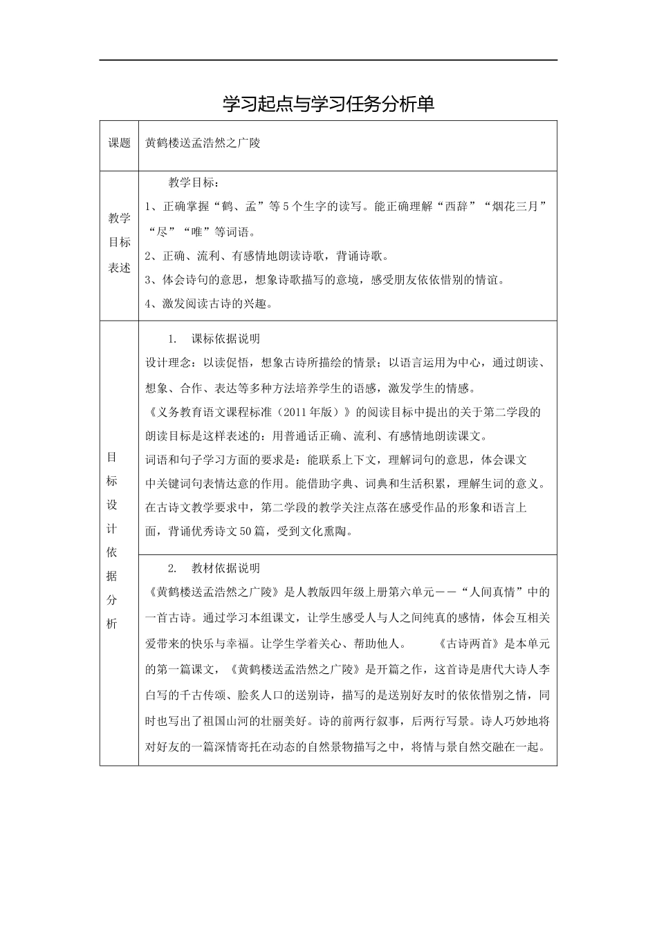 【作业表单】学习起点与学习任务分析单_第1页