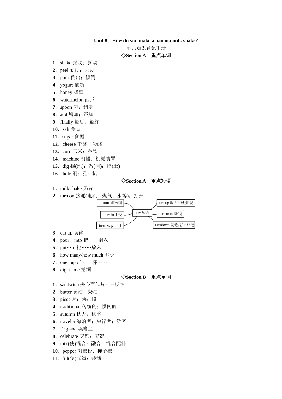 人教八上unit-8word版习题单元知识背记手册_第1页