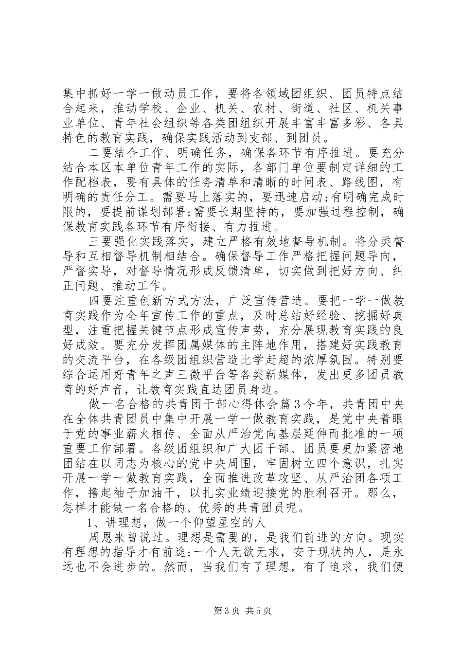 做一名合格的共青团干部心得体会_第3页