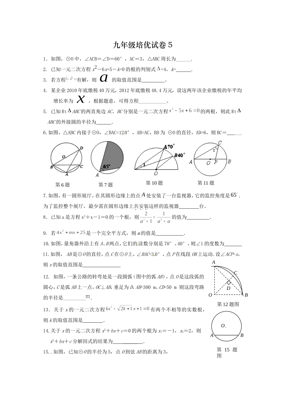九年级上培优试卷5_第1页