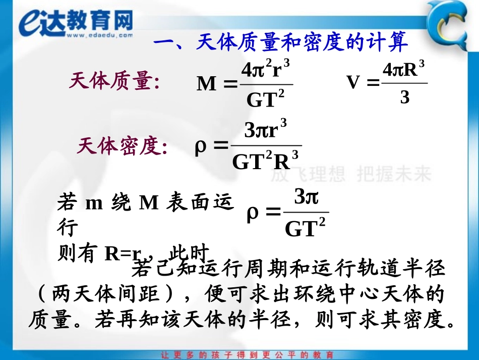 高一物理-万有引力定律的应用、宇宙速度和人造卫星_第3页