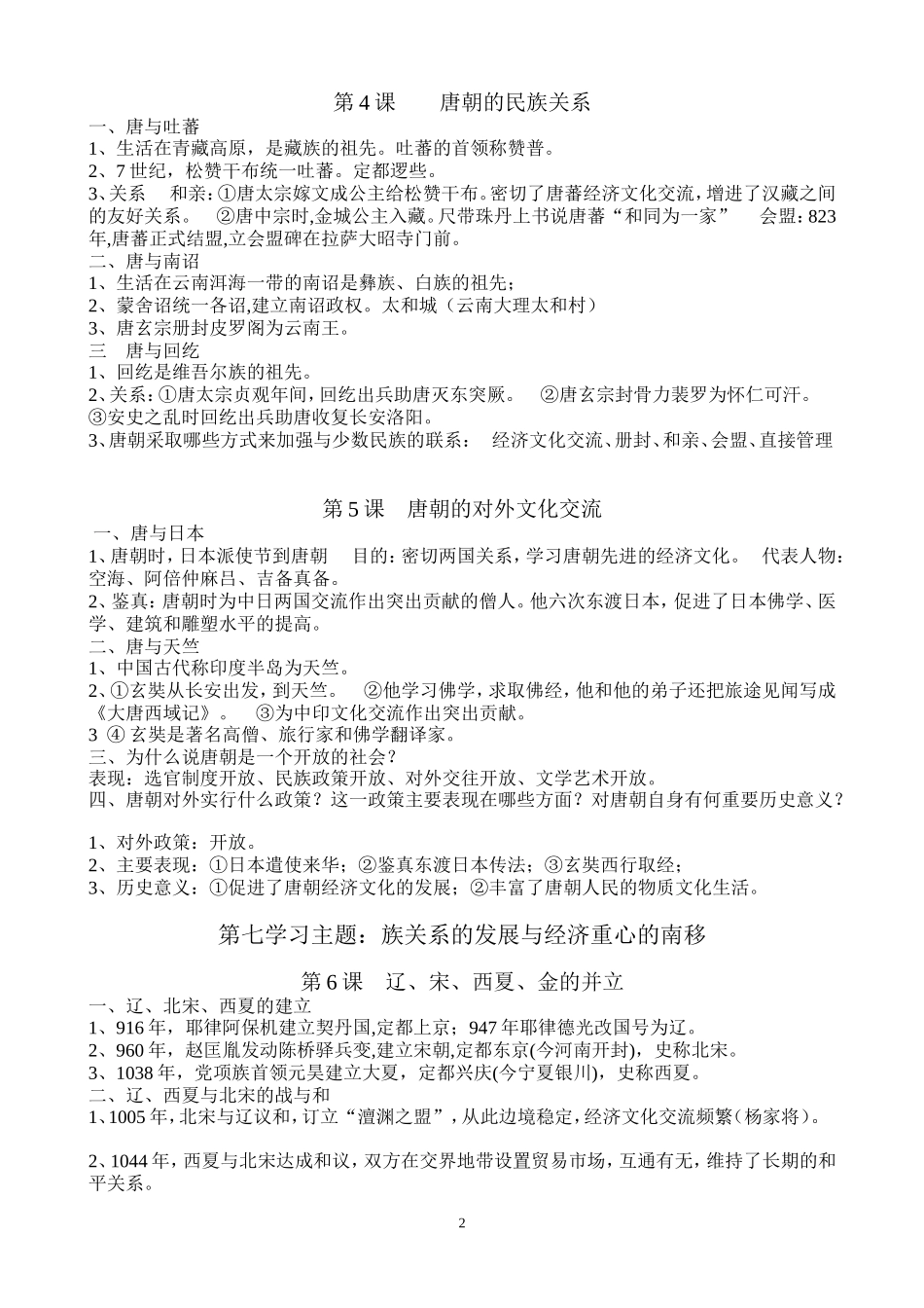 中国历史七年级下册复习提纲_第2页