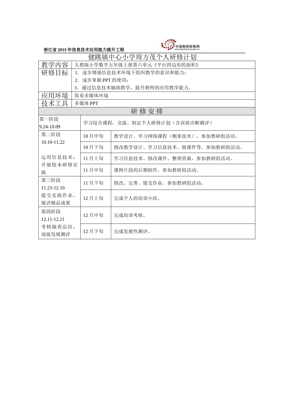 数学研修计划-doc_第1页