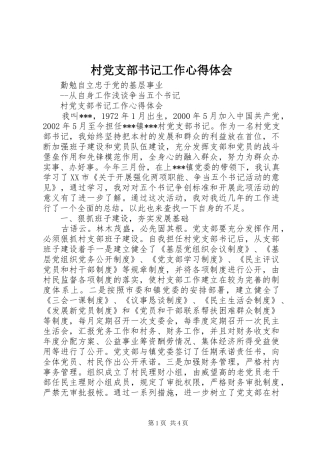 村党支部书记工作心得体会