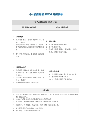 第一步骤所需文档：李纷自我诊断SWOT分析表