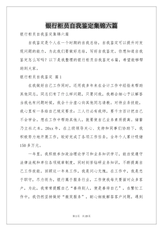 银行柜员自我鉴定集锦六篇