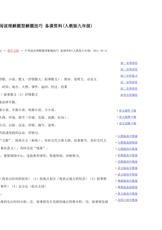 中考阅读理解题型解题技巧备课资料