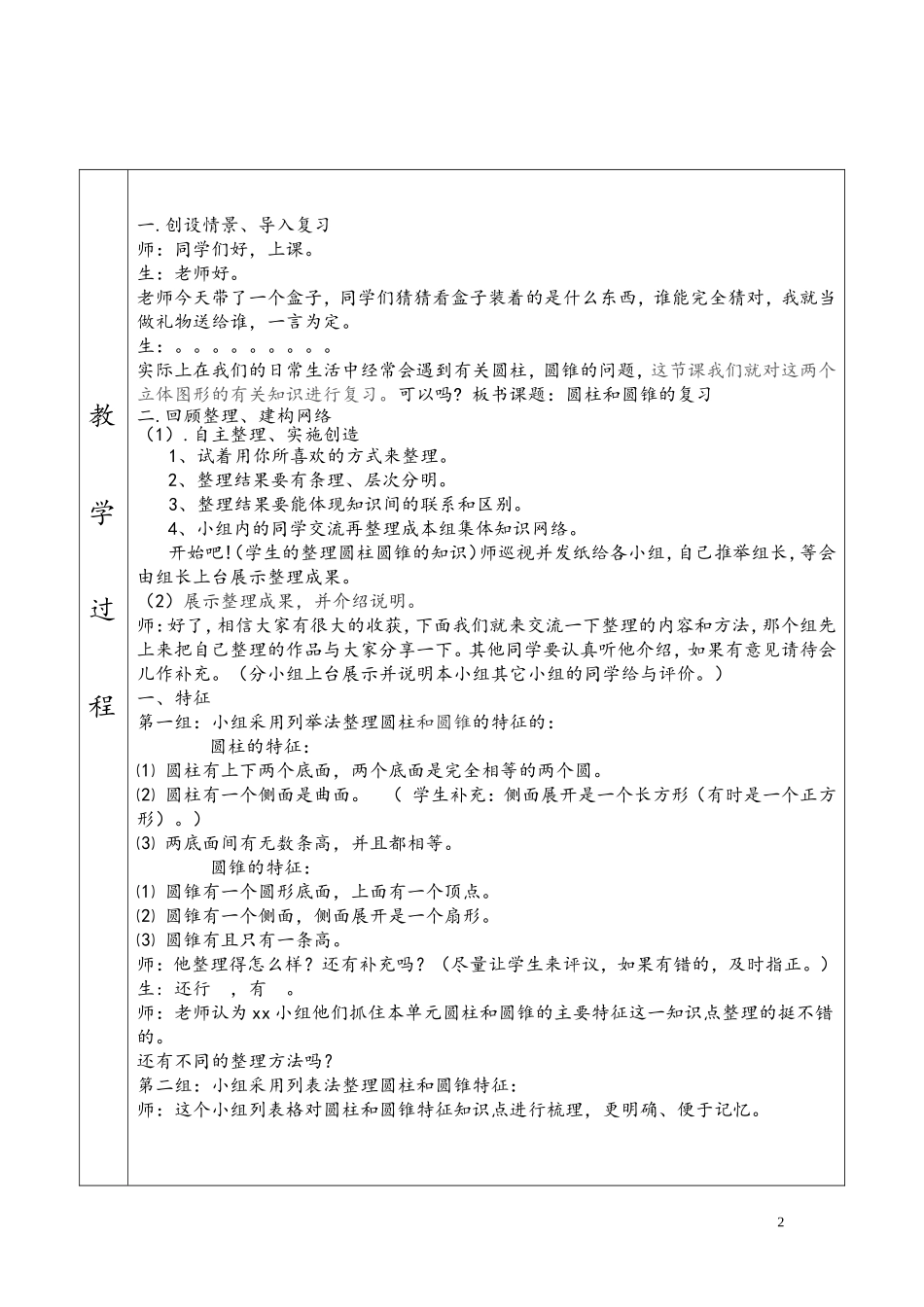 圆柱圆锥复习教案_第2页