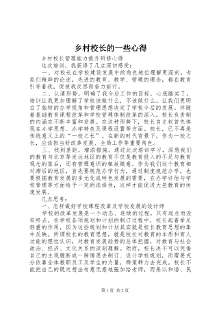 乡村校长的一些心得