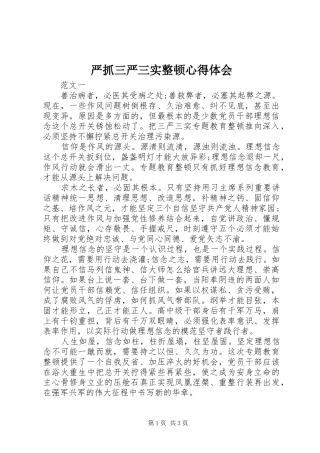 严抓三严三实整顿心得体会