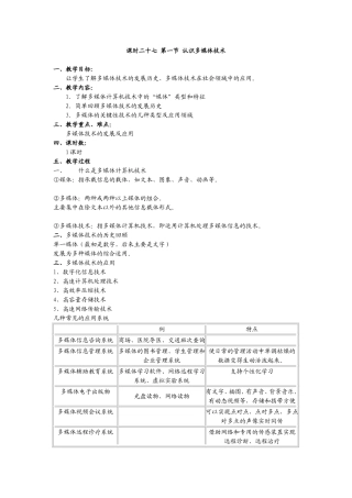 课时二十七第一节认识多媒体技术