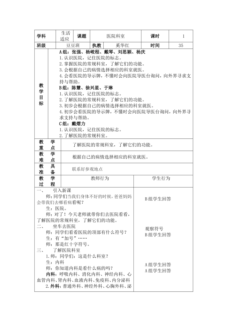 第3周豆豆班生活适应教案(医院就医)_第1页