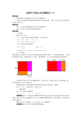 运用平方差公式分解因式(1)