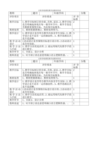 课堂教学评价表