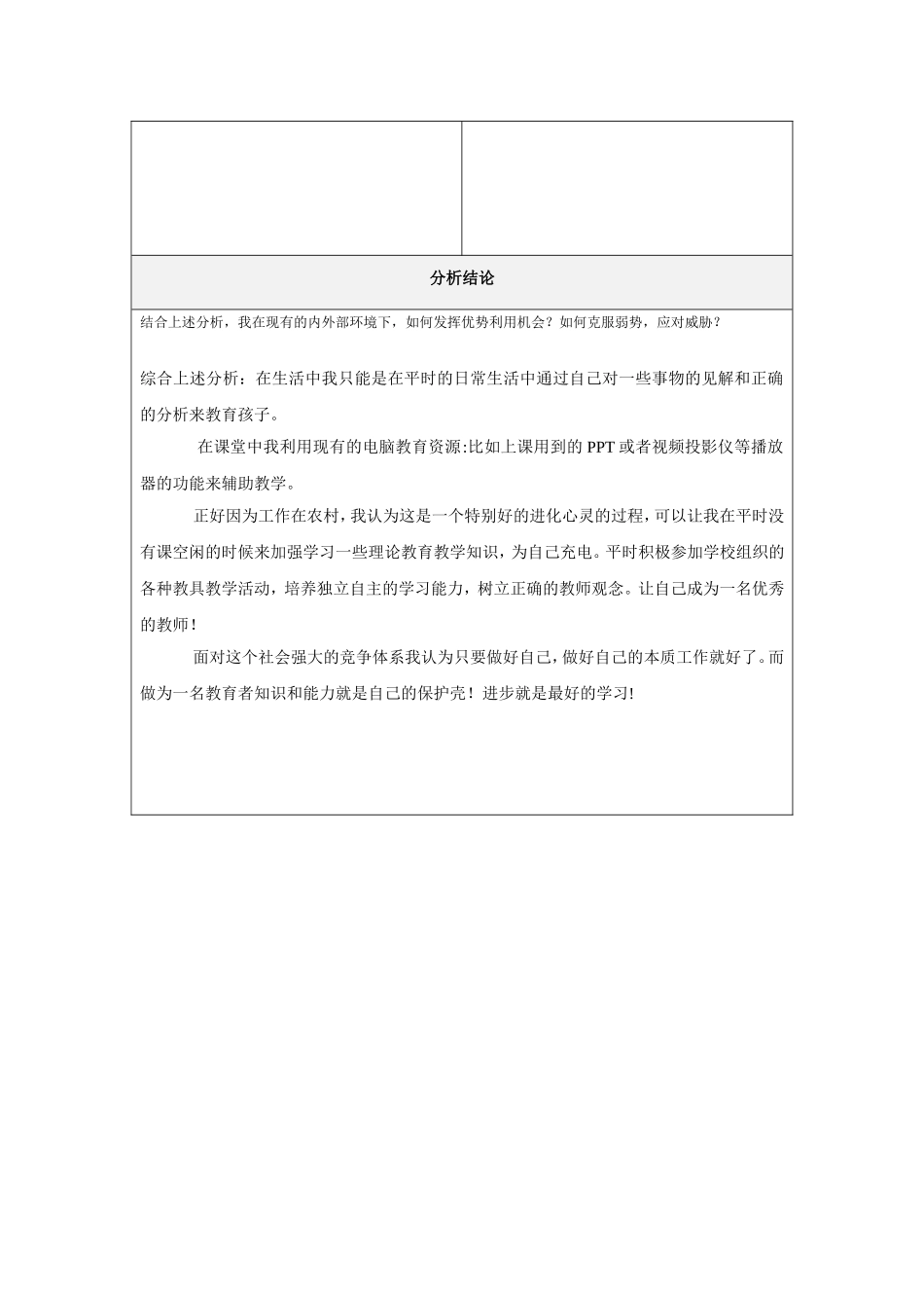 赵娟个人自我诊断SWOT分析表_第2页