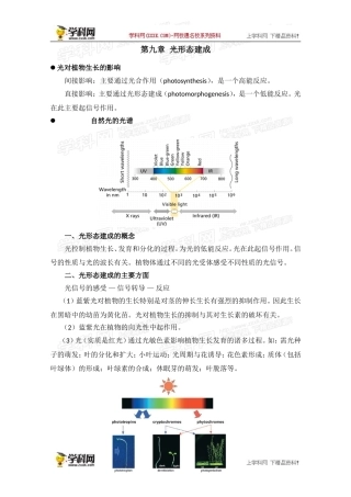 2012年春高中生物第九章光形态建成竞赛教案