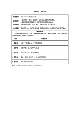 陈银银研修计划
